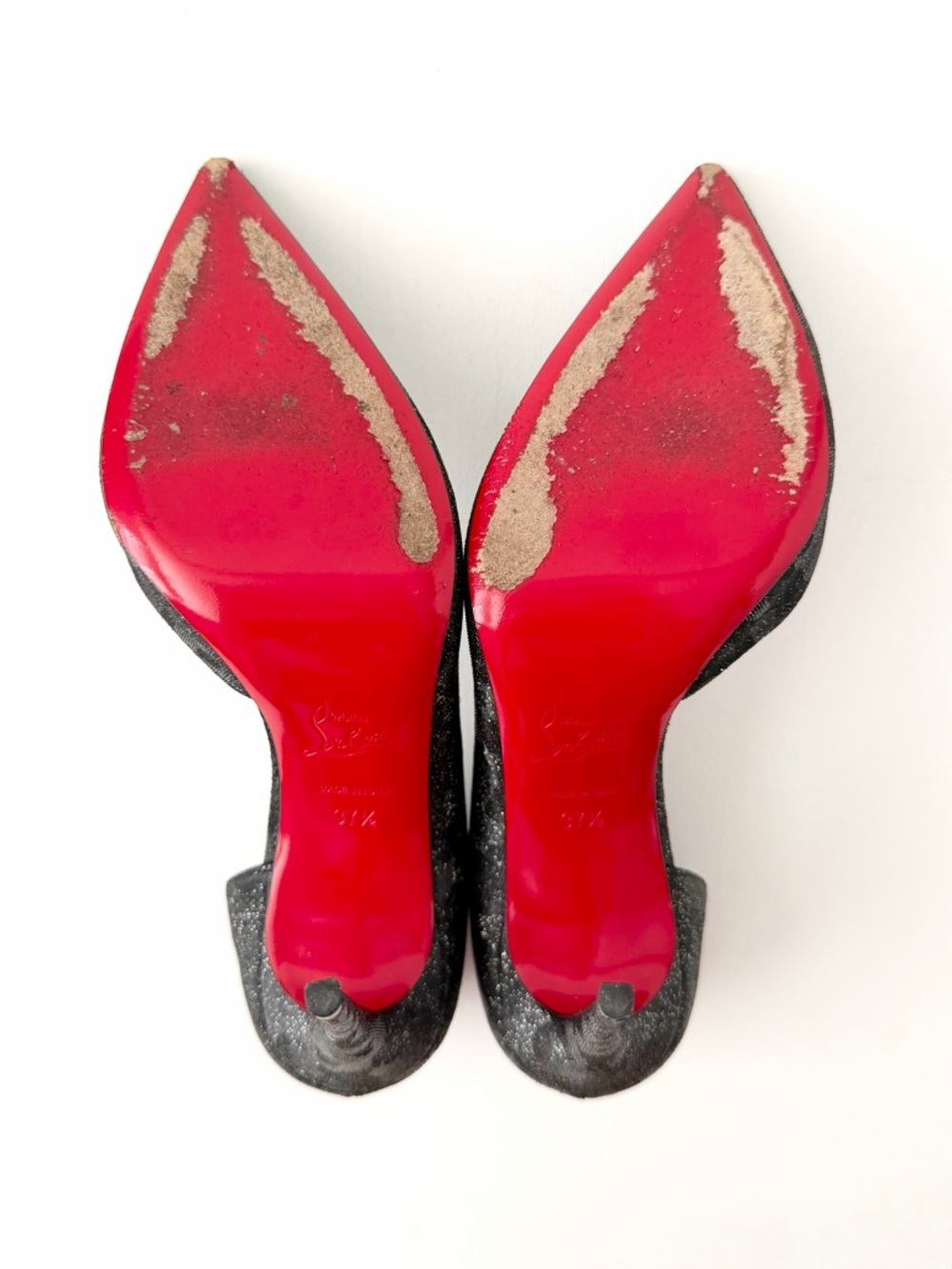 CHRISTIAN LOUBOUTIN || Iriza 100 Flintstar Glitter D’Orsay Heels EU 37.5 - Picture 12 of 14